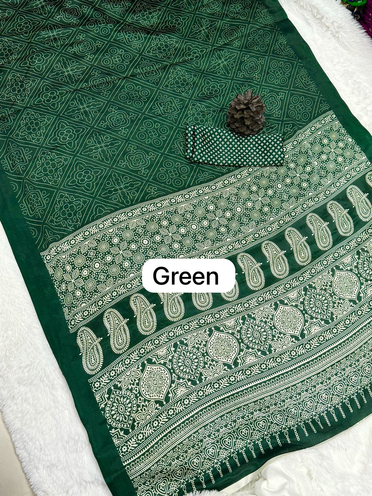Ajrakh By Kgm Silk Bandhani Printed Sarees Wholesale Shop In Surat